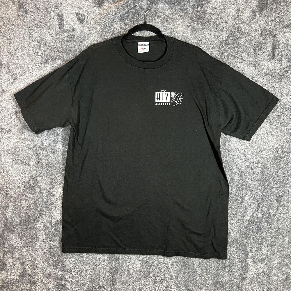 Jerzees Shirt Mens Large Black Short Sleeve HIV Alliance For Life Graphic Tee